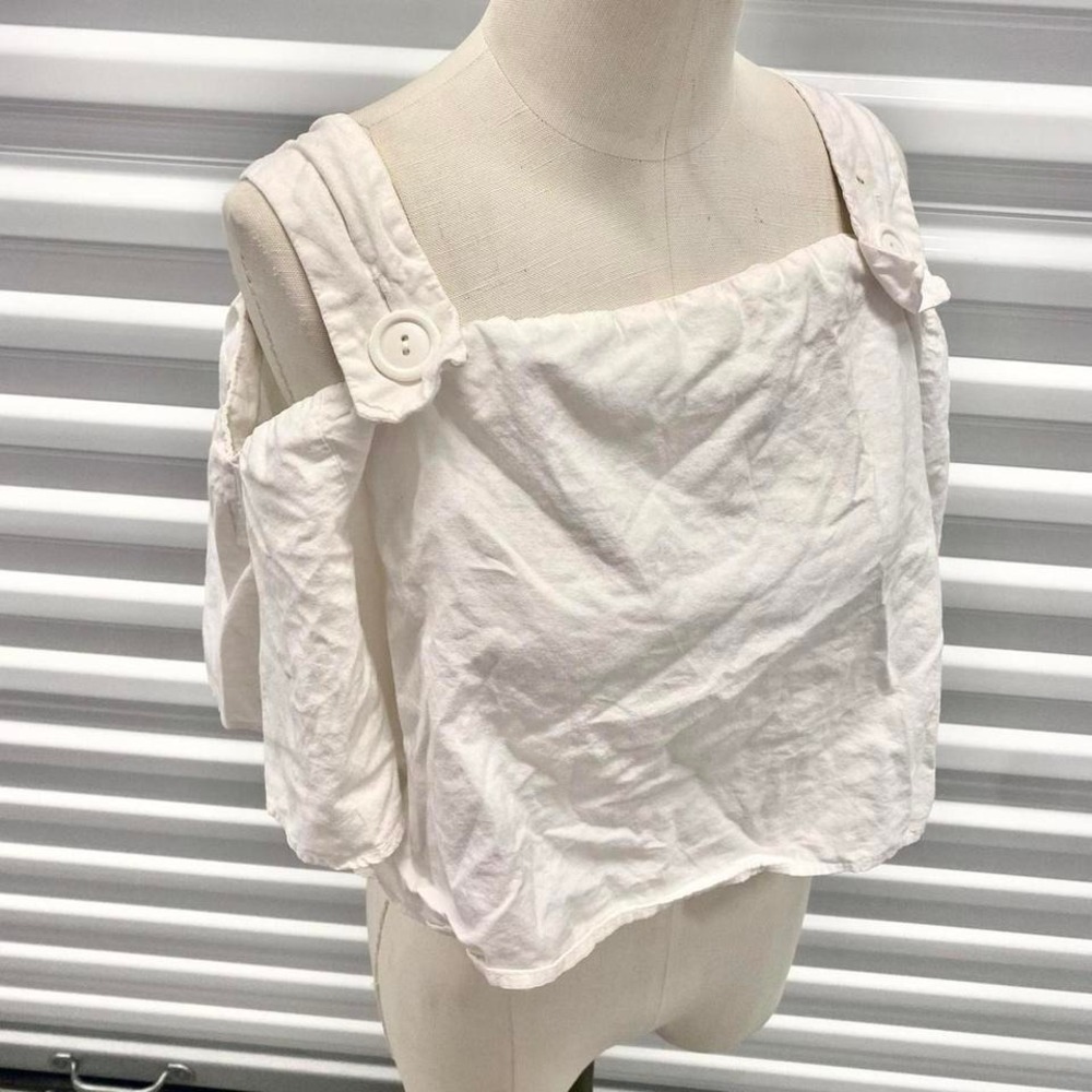 Vintage 90s y2k white cotton off the shoulder top